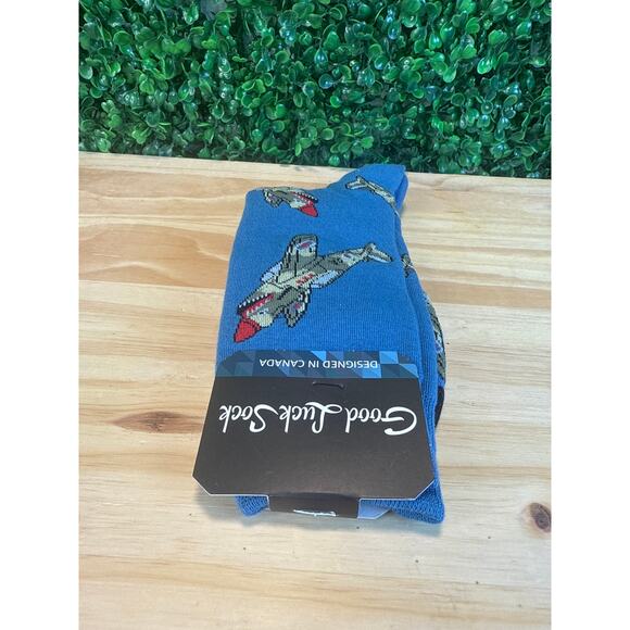 New Good Luck Sock Adult Crew Socks WWII Airplane Design Mens Gift - Picture 5 of 8